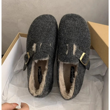 Xajzpa Winter Shoes Women Round Toe Slip-on Female Footwear Loafers Fur Casual Sneaker Autumn Modis Slip on Dress Moccasin New Fall
